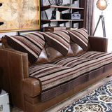 莫耐河平绒耐脏沙发垫布艺时尚坐垫条纹美式大气加厚皮质坐垫