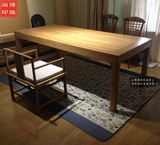 老榆木免漆新中式纯实木家具简约茶桌 茶台 会议桌 书桌 禅意家具