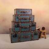 复古旅行箱做旧皮箱子老式铁锈手拎箱装饰橱窗陈列婚纱特色行李箱