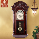 POWER霸王钟表中式实木机械挂钟 客厅摆钟欧式复古机械壁钟