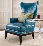 新古典个性时尚真皮休闲单人沙发法式欧式休闲沙发老虎椅高背椅