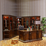 美式固定广东省艺术古典多功能组合书柜欧式实木雕刻书柜615-1116