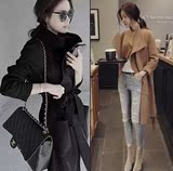 ZARA正品代购2015冬新款女装韩版修身羊毛呢子大衣风衣外套中长款