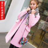 韩国代购15秋冬季新品女装名媛小香风气质修身显瘦羊毛呢大衣外套