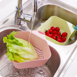 带手柄可挂式水槽塑料沥水篮 厨房洗菜盆洗菜篮 水果蔬菜沥水篮子