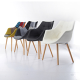 实木布艺餐椅北欧椅子创意麻布沙发咖啡餐厅酒店扶手靠背设计师