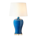 出口新中式蓝色梅瓶陶瓷台灯艺术混搭东方禅意卧室客厅书房玄关灯