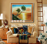 集友艺术正品纯手绘海边风景类油画客厅卧室装饰画有无框画