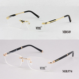 送万宝龙眼镜盒男士眼镜框商务无框近视眼镜架光学眼睛框配镜成品
