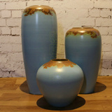 土陶罐新款陶瓷摆件粗陶台面组合花瓶家居会所大厅软装饰品插花器
