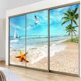 定做衣柜移门贴纸玻璃贴膜窗户贴膜不透明卫生间阳台大海沙滩
