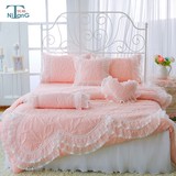 韩式全棉夹棉蕾丝花边床盖床裙款四件套1.5-1.8米2.2x2.4x2x2.3m
