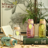 米子家居 美式乡村创意精致透明玻璃装饰花瓶 潘塔纳尔树叶花瓶