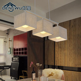 北欧创意铁艺吊灯布艺罩客厅卧室书房宜家餐厅咖啡店简约三头吊灯