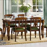 热卖美式实木餐桌长方形饭桌一桌六椅欧式简约餐厅家具真皮餐桌椅