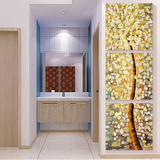抽象玄关装饰画竖版走廊壁画三联美式无框画欧式客厅挂画冰晶画