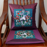 中国风官服补子刺绣龙凤坐垫棉麻抱枕套中式红木椅子沙发靠垫套