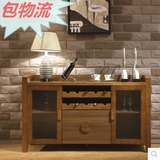 简约现代中式特价红酒柜实木餐边柜储物柜带玻璃门茶水柜碗筷柜