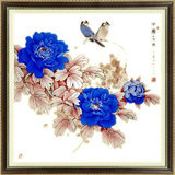 精准印花十字绣国色丽韵十字绣新款客厅系列蓝色牡丹花开富贵画