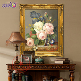 欧式油画玄关装饰画餐厅壁画美式客厅挂画高档纯手绘卧室古典花卉