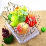 创意水果篮客厅装饰果盘沥水篮水果收纳篮摇摆不锈钢色糖果盘子