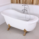 欧式贵妃浴缸 复古典独立式双层保温高档浴缸1.5/1.7 米彩色浴缸