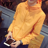 V37春装新款男士连帽夹克外套2016韩版潮男装修身休闲青年夹克衫