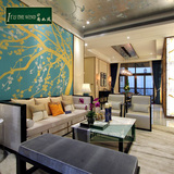 新中式三人沙发酒店会所中式布艺沙发实木客厅沙发样板房仿古家具