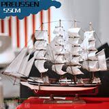55CM实木帆船模型 家居装饰摆件客厅摆设一帆风顺船模工艺品