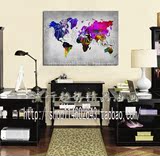 世界地图抽象无框油画书房办公室客厅装饰画欧式美式现代简约挂画