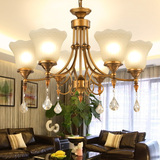 美式水晶吊灯简约乡村客厅灯欧式大气复古田园餐厅卧室铁艺灯具