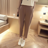 2016春装新款韩版T恤+九分裤子显瘦高腰阔腿裤背带裤两件套装女装