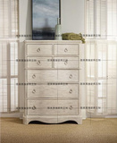 唯美高端现代中式白色做旧边柜新古典美式客厅实木卧室斗柜储物柜