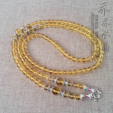 黄水晶圆珠项链 银色泰国佛牌毛衣挂链 可定制其他款式