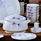韩国碗盘套装 陶瓷餐具景德镇56头方形骨瓷盘子创意碗碟结婚礼物