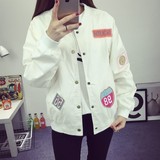 2016春装新款韩版学生字母印花贴布棒球服外套女原宿BF风短款夹克