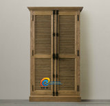 美式乡村实木复古仿旧储物柜百叶门2门衣柜法式实木家具橡木衣柜