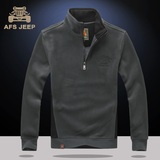 AFS Jeep男士卫衣加绒加厚吉普男装大码宽松高领长T恤秋冬打底衫