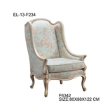 欧式新古典 实木桦木雕刻 蓝色古典绘画布艺 休闲单位沙发椅围椅