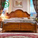 全实木床美式床 双人床欧式床美式乡村床1.8米大床储物床橡木床