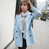 2015秋冬新款韩版修身中长款羊毛呢风衣外套呢子大衣外套女