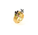 Les Nereides新款现货珐琅釉彩花朵珍珠燕子藤曼镂空戒指 指环
