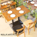 星巴克 咖啡厅桌椅 简约 柚木色 餐厅桌椅 甜品奶茶店桌椅 组合