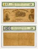 评级币-24 早期美钞 1861年宾夕法尼亚银行1美元老纸币美圆美金