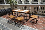 餐桌简易铁艺现代实木创意餐桌椅组合家具桌椅套装户外餐厅长方形
