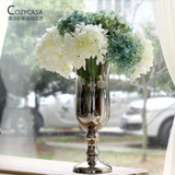 两个8.5折欧式花瓶高脚镀银渐变透明玻璃美式法式花瓶新古典摆件