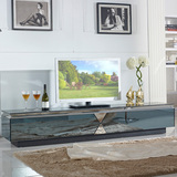 现代简约电视柜 时尚创意钢化玻璃奢华茶几电视机柜组合 黑色地柜