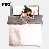F1F2家纺 欧式全棉贡缎床上用品四件套1.5m纯棉纯色双人床单1.8M