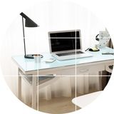 耐实电脑桌钢化玻璃桌简约现代台式家用办公桌 简易学习书桌