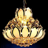高贵欧式现代时尚创意金色莲花水晶吊灯 客厅卧室吊灯餐厅别墅灯